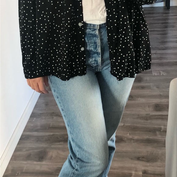 Roxy Black and White Polka Dot Button Up Blouse - Picture 7 of 8